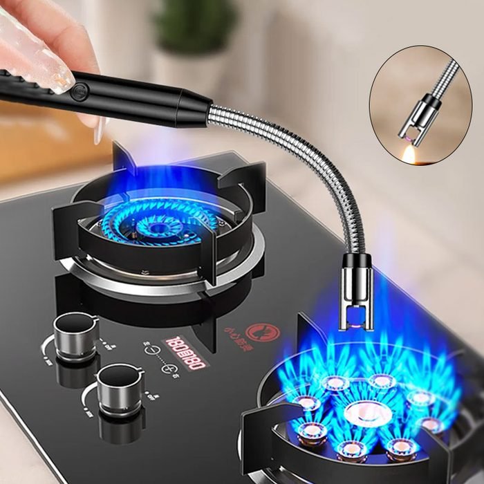 Arc lighter lighting a gas stove